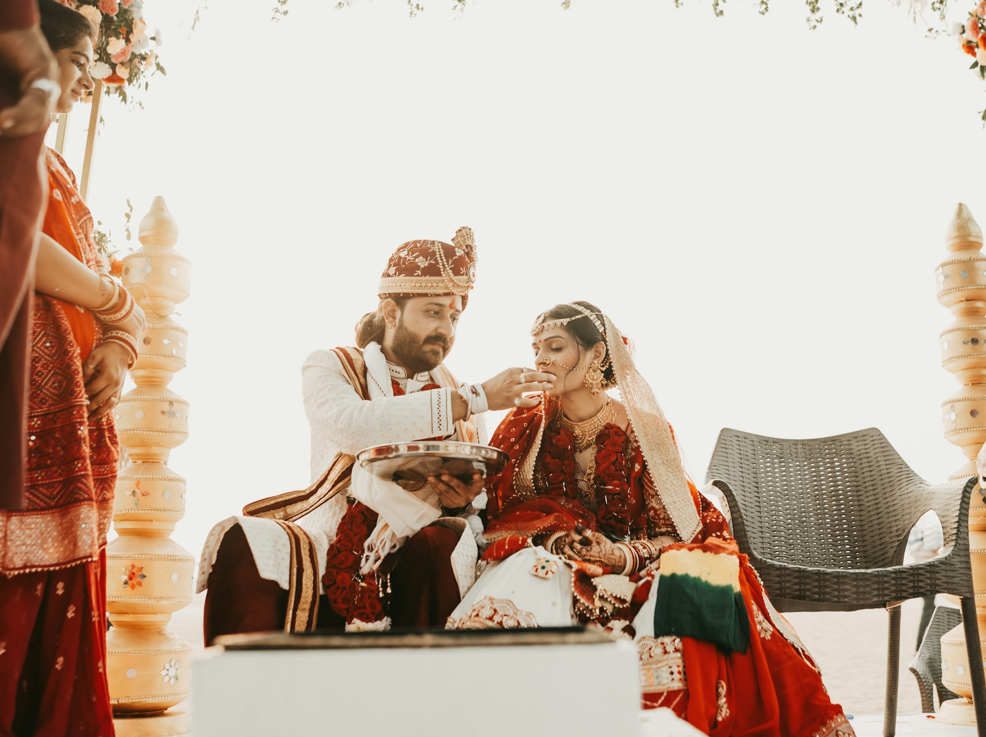 A man and a woman sitting on a chair
